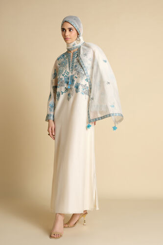 Akshiti Embroidered Mul Stole - Ivory, Ivory, image 2